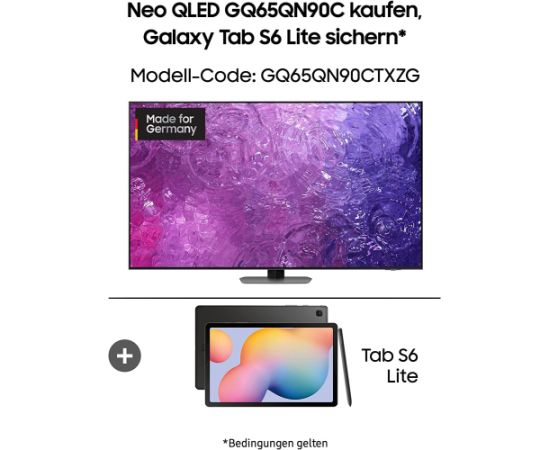 SAMSUNG Neo QLED GQ-65QN90C, QLED television (163 cm (65 inches), titanium, UltraHD/4K, twin tuner, HD+, 120Hz panel)