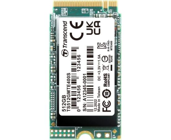 Transcend MTE400S 512GB, SSD (PCIe 3.0 x4, NVMe, M.2 2242)