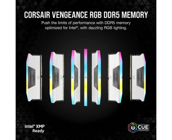 Corsair 64 GB DDR5-5200 Kit, memory (white, CMH64GX5M2B5200C40W, Vengeance RGB, XMP)
