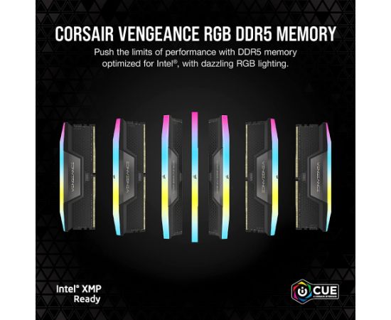 Corsair 48 GB DDR5-5200 Kit, memory (black, CMH48GX5M2B5200C38, Vengeance RGB, XMP)