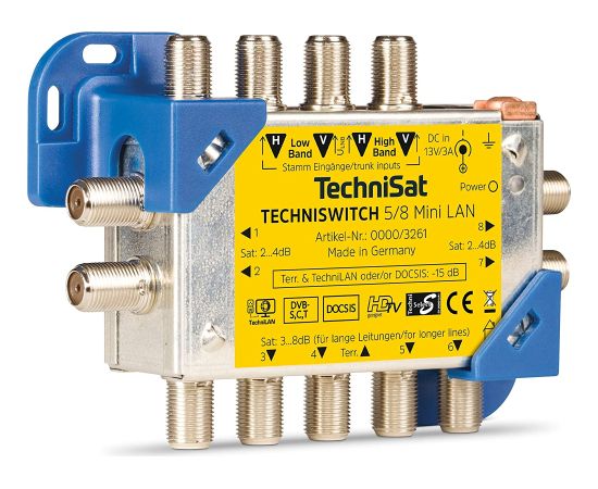TechniSat TechniSwitch 5/8 mini LAN, multi-switch (yellow/silver)