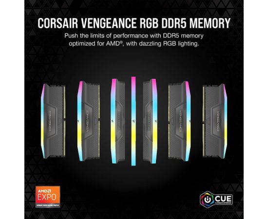 Corsair DDR5 32GB - 5200 - CL - 40 - Double-Kit - DIMM, CMH32GX5M2B5200Z40K, Vengeance RGB, XMP, EXPO, black