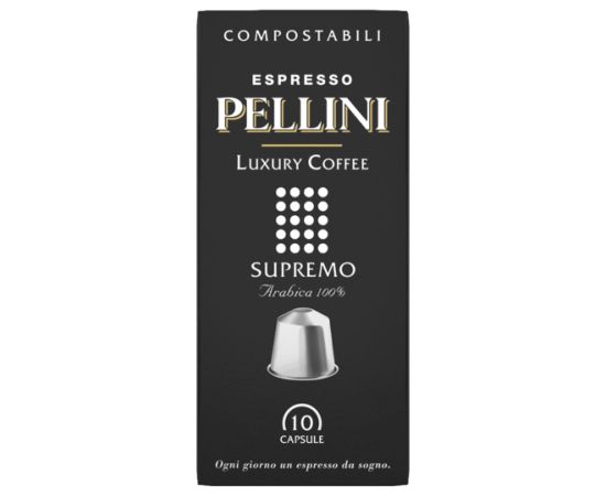 Pellini Top Luxury Supremo Ground coffee capsules Coffee Capsules for Nespresso coffee machines, 10 capsules, 100% Arabica, 50 g