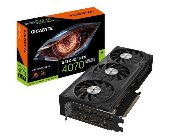 Graphics Card GIGABYTE NVIDIA GeForce RTX 4070 SUPER 12 GB GDDR6X 192 bit PCIE 4.0 16x GPU 2505 MHz 1xHDMI 3xDisplayPort GV-N407SWF3OC-12GD1.0