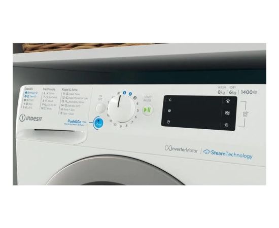 Indesit BDE86436WSVEE Veļas mašīna ar žāvētāju 8/6kg 1400rpm