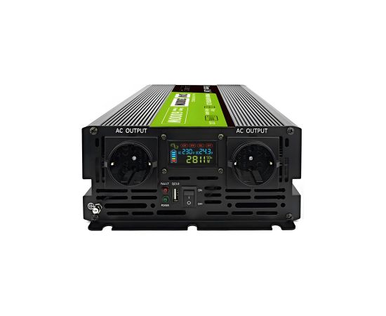 Green Cell Przetwornica napicia PowerInverter LCD 24 V 3000W/60000W Przetwornica samochodowa z wywietlaczem - czysty sinus power adapter/inverter Auto Black