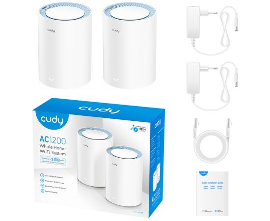 Cudy M1200 2-pack Dual-band (2.4 GHz / 5 GHz) Wi-Fi 5 (802.11ac) White 1 Internal