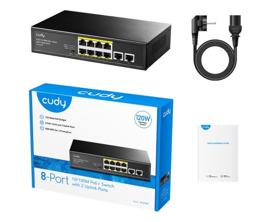 Cudy FS1010P network switch Fast Ethernet (10/100) Power over Ethernet (PoE) Black