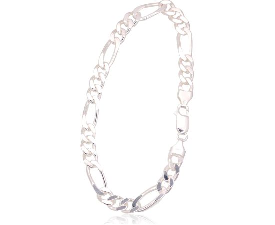 Серебряная цепочка Фигаро 7 мм, алмазная обработка граней #2400142-bracelet, Серебро 925°, длина: 21 см, 14.5 гр.