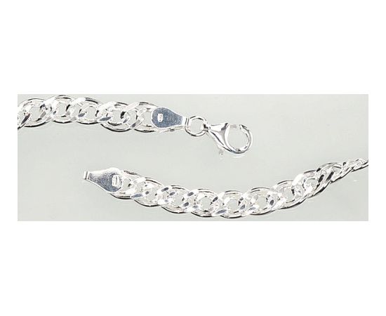 Серебряная цепочка Мона-лиза 6 мм, алмазная обработка граней #2400106, Серебро 925°, длина: 55 см, 27.1 гр.