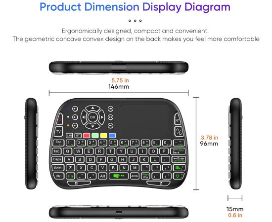Fusion NGAGE kompakta bezvadu tastatūra ar skārienpaliktni un krāsainu apgaismojumu Android | iOS | TV | PC