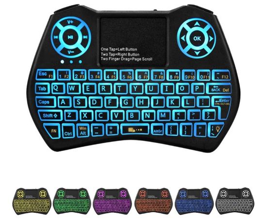Компактная беспроводная клавиатура Fusion Round с тачпадом и разноцветной подсветкой для Android | iOS | TV | PC