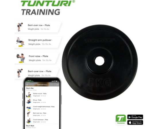 Gumijas Tunturi svars 30mm 5kg Hanteles