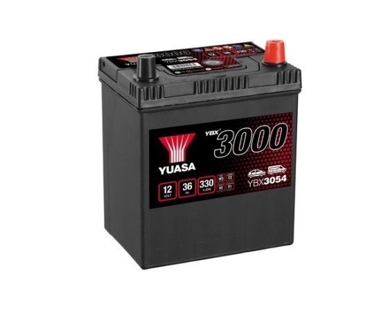 Akumulators YUASA 36Ah/330A YBX3000 SMF (Labais+) 187x127x227