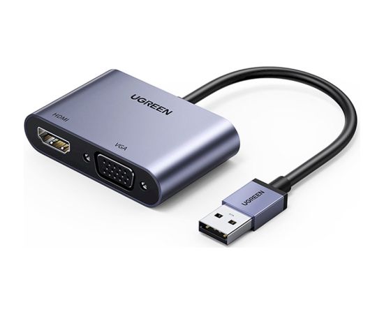 Ugreen USB konvertora adapteris - HDMI 1.3 (1920x1080 @ 60 Hz) + VGA 1.2 (1920x1080 @ 60 Hz), pelēks (CM449)