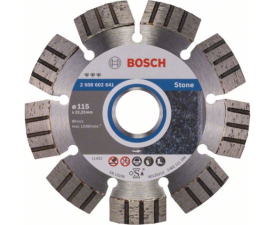Dimanta griešanas disks Bosch BEST FOR STONE; 115 mm Dažādi diski