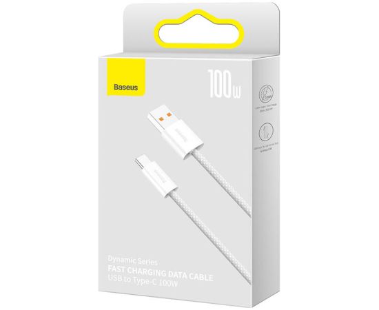 Cable USB to USB-C Baseus Dynamic Series, 100W, 1m (white)