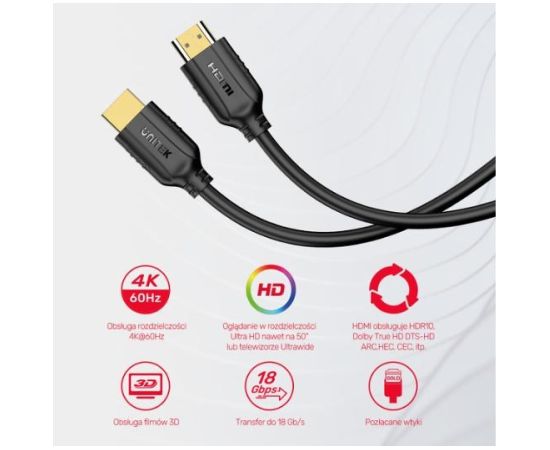 UNITEK HDMI CABLE 2.0 4K 60HZ 1.5M C11079BK-1.5M