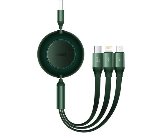 Baseus Bright Mirror 3, USB 3-in-1 cable for micro USB / USB-C / Lightning 66W / 2A 1.1m (Green)