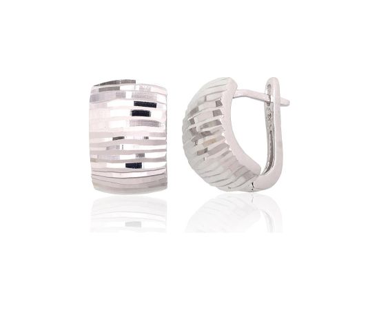Серебряные серьги на английском замке #2204088(PRh-Gr), Серебро 925°, родий (покрытие), 4.3 гр.