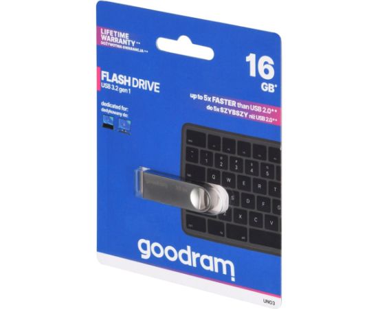 GOODRAM FLASHDRIVE 16GB UNO3 SILVER USB 3.2 Gen 1