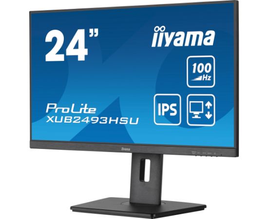 iiyama PROLITE XUB2493HSU-B6, LED monitor - 24 - black (matt), FullHD, AMD Free-Sync, IPS, 100Hz panel