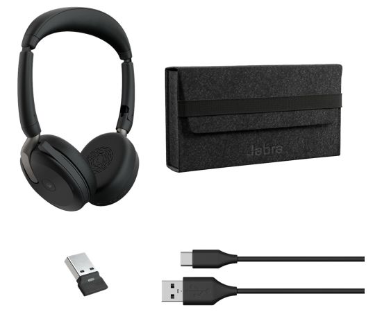 Jabra Evolve2 65 Flex Duo, Headset (black, Stereo, Microsoft Teams, USB-A, Link380a)