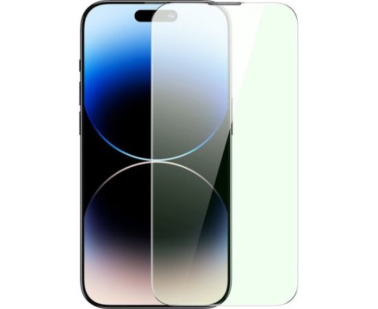 BASEUS ANTI BLUE LIGHT 0.3MM GLASS APPLE IPHONE 14 PRO MAX WITH DUST FILTER + MOUNTING FRAME