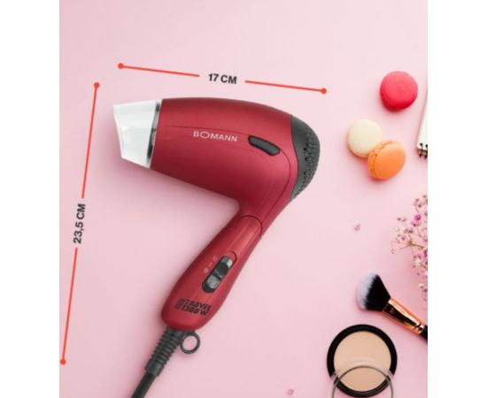 Bomann travel hair dryer HTD8005CB metallic/red