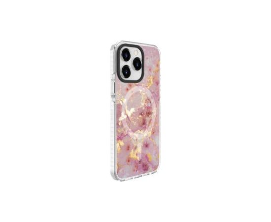 Evelatus iPhone 15 Pro PC+TPU With MagSafe Customized Print Marble Apple Pink