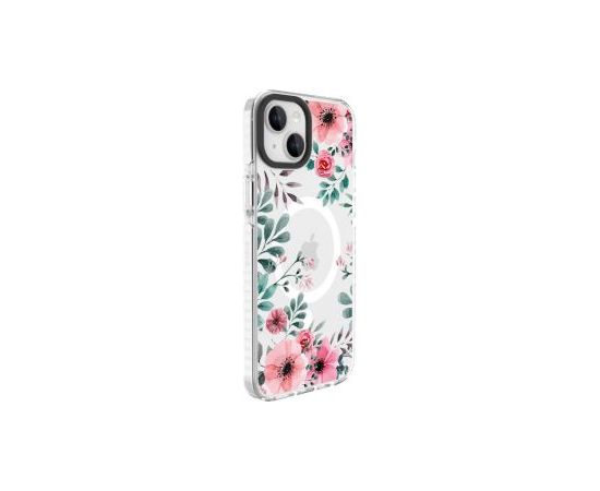 Evelatus iPhone 15 Plus PC+TPU With MagSafe Customized Print Flower Apple Transparent