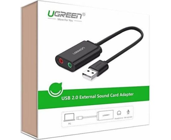 External USB audio card UGREEN 15cm (black)