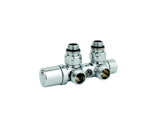 Carlo Poletti Rad. dubultbloks Twinvalve Thermo 1/2` x 24-19, 90°, balts (50mm)