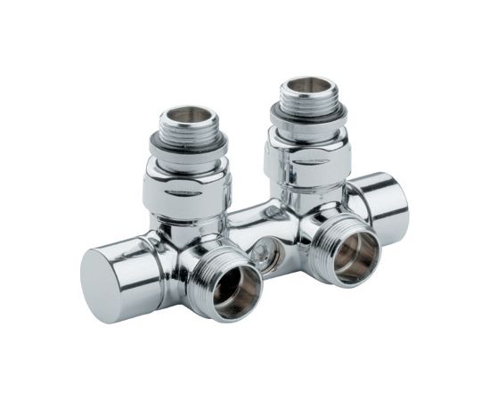 Carlo Poletti Rad. dubultbloks Twinvalve 1/2` x 24-19, 90°, balts (50mm)