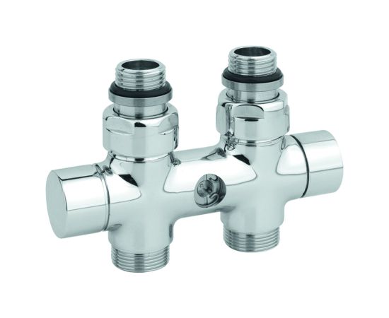 Carlo Poletti Rad. dubultbloks Twinvalve 1/2` x 24-19, taisns, hromēts (50mm)