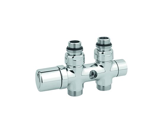 Carlo Poletti Rad. dubultbloks Twinvalve Thermo 1/2` x 24-19, taisns, hromēts (50mm)