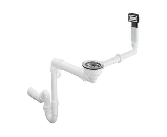 Hansgrohe virtuves izlietnes sifons ar izplūdi un pārplūdi D16-10, 1½ x40/50 mm, balta plastmasa