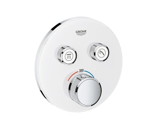 Grohe iebūvējamā dušas termostata SmartControl round virsapmetuma daļa, ar 2 izejām, balts/hroms