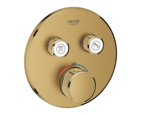 Grohe iebūvējamā dušas termostata SmartControl round virsapmetuma daļa, ar 2 izejām, brushed gold