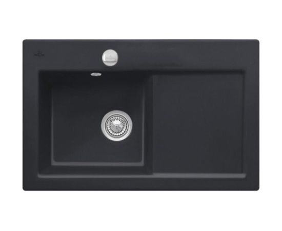 Villeroy & Boch virtuves izlietne Subway 60 XL Flat, viena bļoda ar plauktu, 965x475 mm, kreisā puse, ebony CP Кухонные раковины