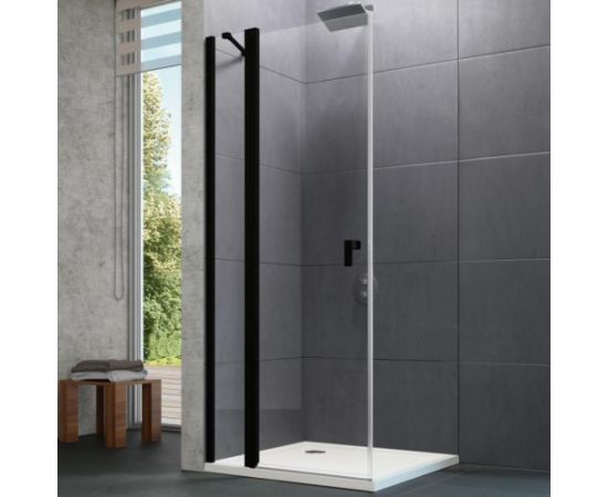 Huppe dušas durvis stūrim/nišai Design pure, 1000 mm, h=2000, black edition/caurspīdīgs stikls AP