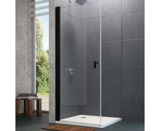Huppe dušas durvis stūrim/nišai Design pure, 900 mm, h=2000, black edition/caurspīdīgs stikls AP Dušas durvis