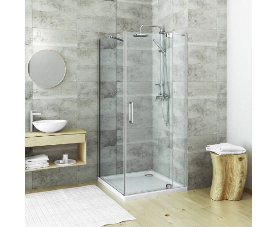 dušas siena GBN, 900 mm, h=2000, briliants/caurspīdīgs stikls