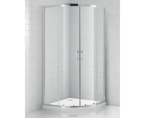 dušas stūris OBR2, 900x900 mm, h=1850, r=550, briliants/caurspīdīgs stikls