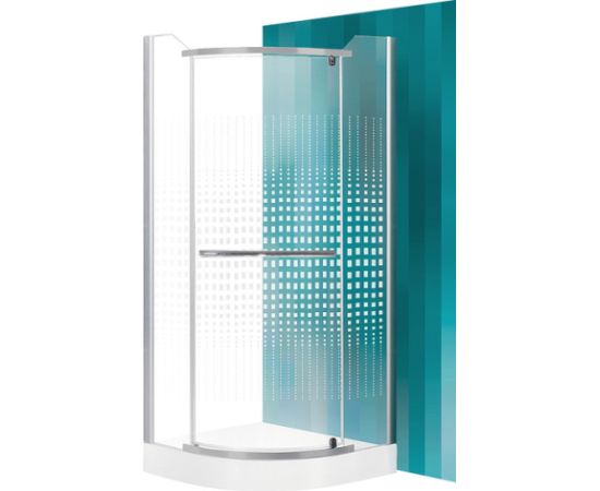 dušas stūris Austin, 800x800 mm, h=1950, r=550, matēts sudrabs/dekora stikls