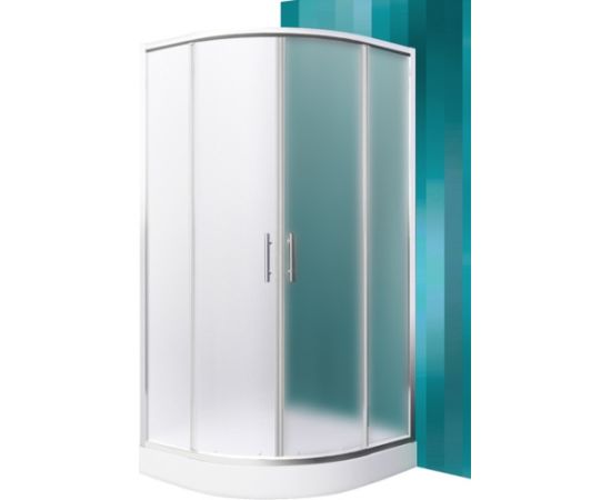 dušas stūris Houston Neo, 800x800 mm, h=1900, r=550, briliants/matēts stikls