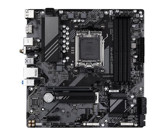 Mainboard GIGABYTE AMD B650 SAM5 Micro-ATX Memory DDR5 Memory slots 4 1xPCI-Express 16x 1xPCI-Express 3.0 1x 2xM.2 1xHDMI 2xDisplayPort 2xUSB 2.0 4xUSB 3.2 1xUSB-C 1xPS/2 1xRJ45 3xAudio port B650MD3HPAX