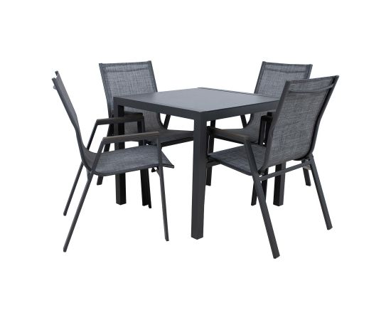 Dārza mēbeļu komplekts DELGADO galds un 4 krēsli, pelēks