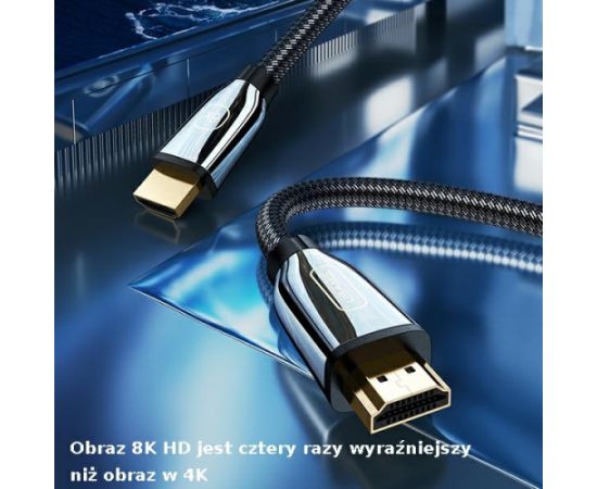 USAMS HDMI kabelis - HDMI 2.1 U67 2m 8K melns | melns Ultra HD SJ497HD01 (US-SJ497)