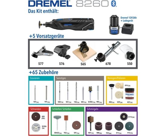 Dremel Multifunction tool set 8260-5/65, 12V, multifunction tool (black, Li-Ion battery 3.0Ah, case, retail)